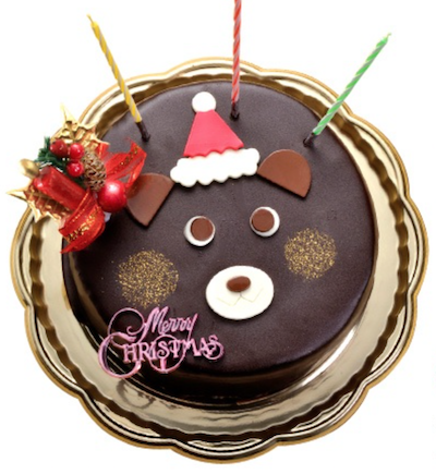 クマサンタが可愛い冬限定のチョコレートケーキ